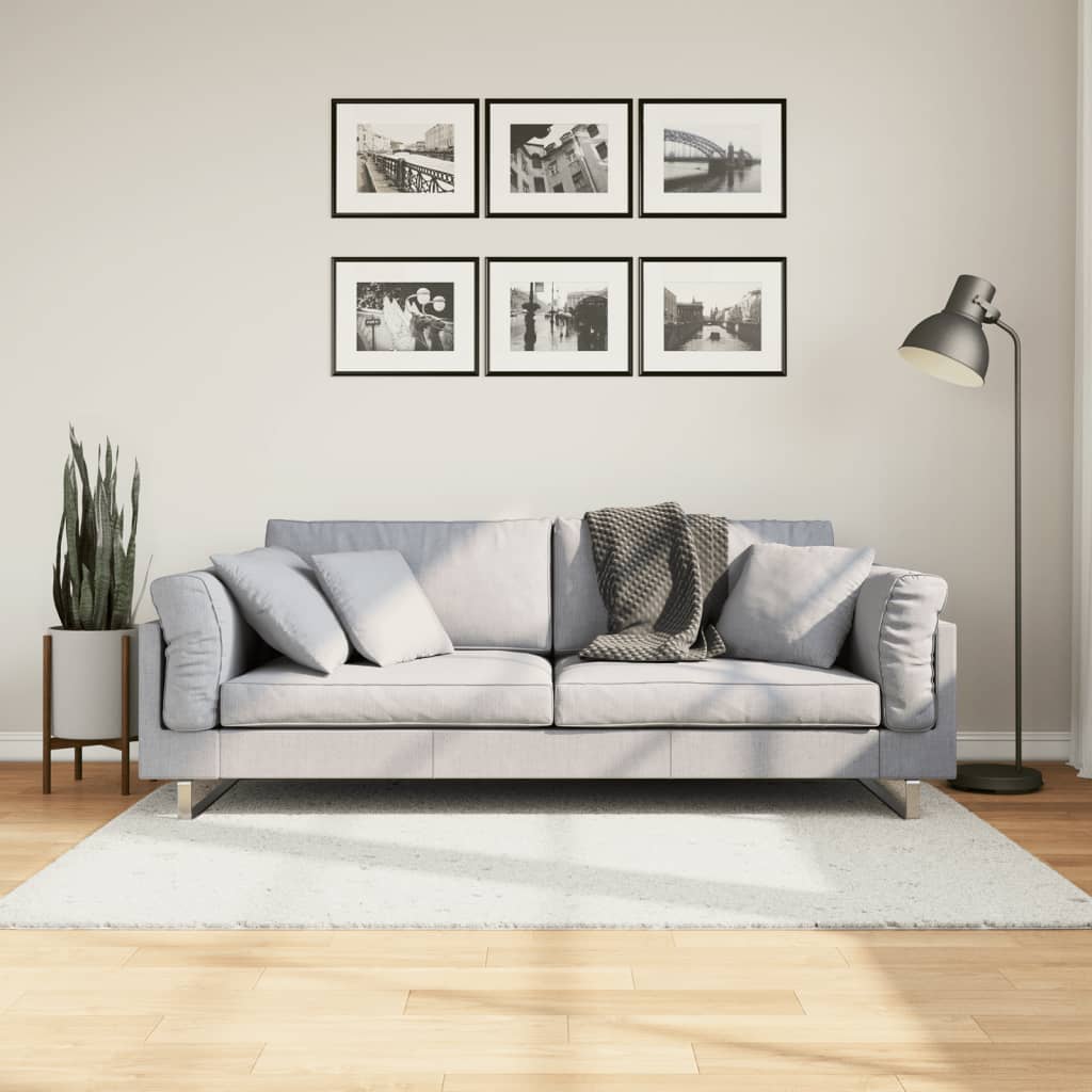 Teppe OVIEDO kort luv kremhvit 120x120 cm