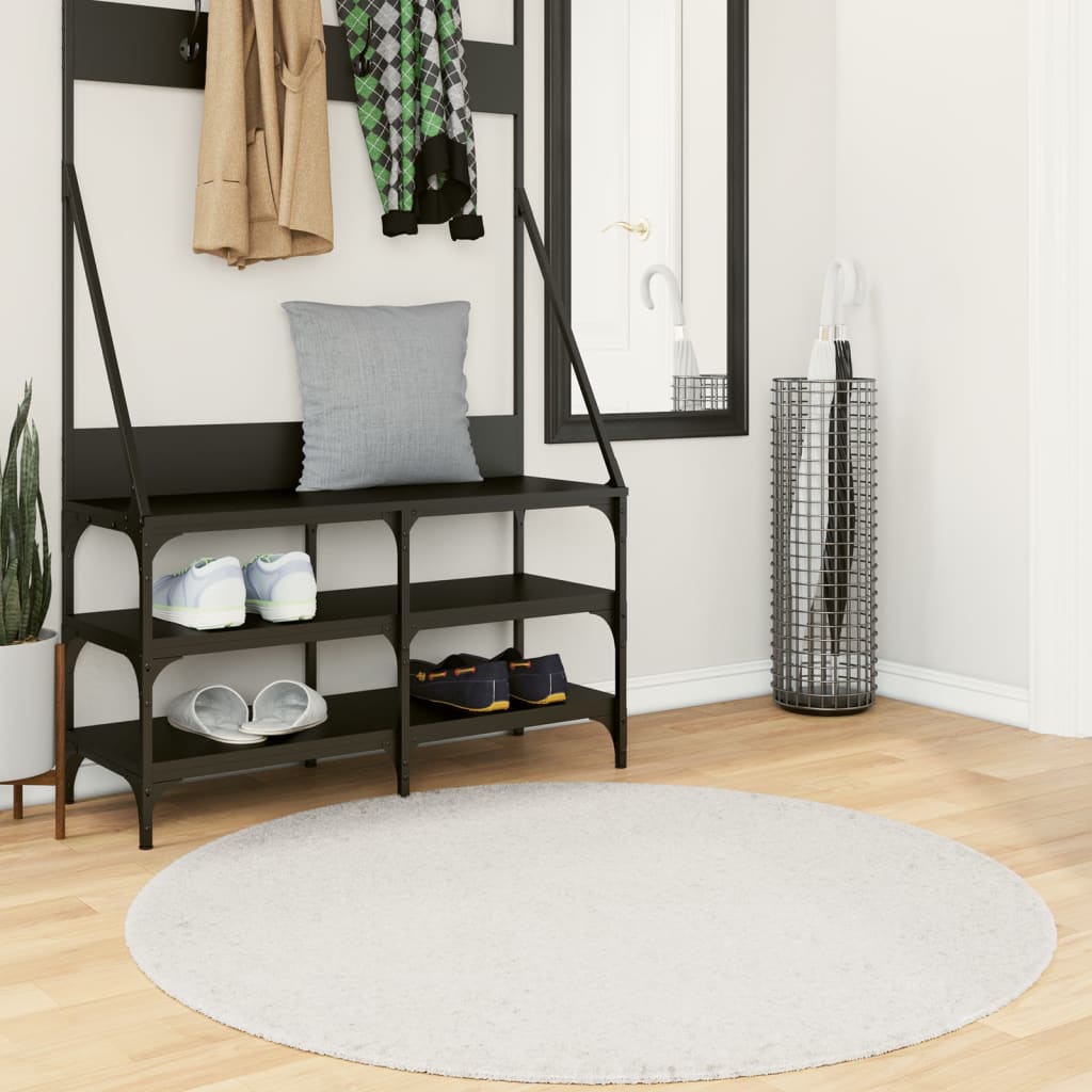 Teppe OVIEDO kort luv kremhvit Ø 120 cm