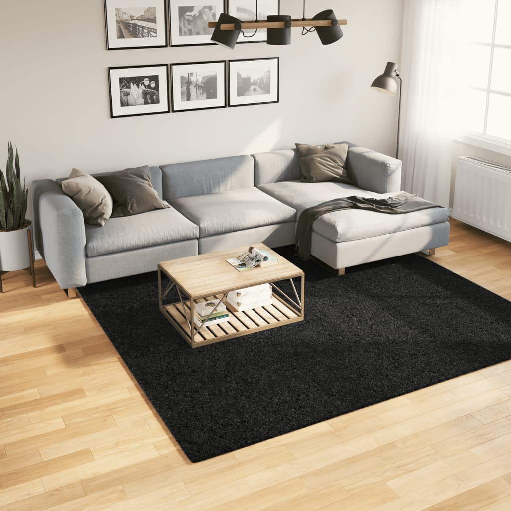 Teppe OVIEDO kort luv svart 240x240 cm
