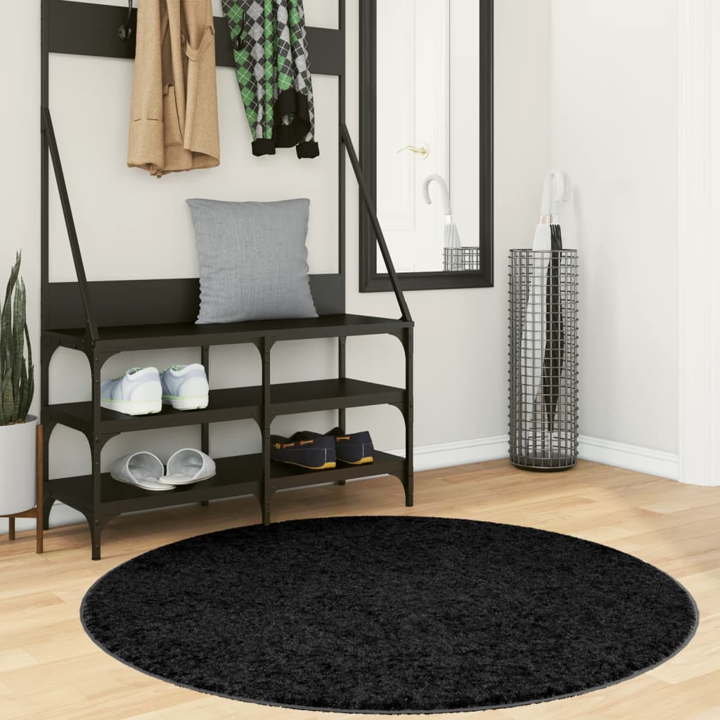 Teppe OVIEDO kort luv svart Ø 120 cm