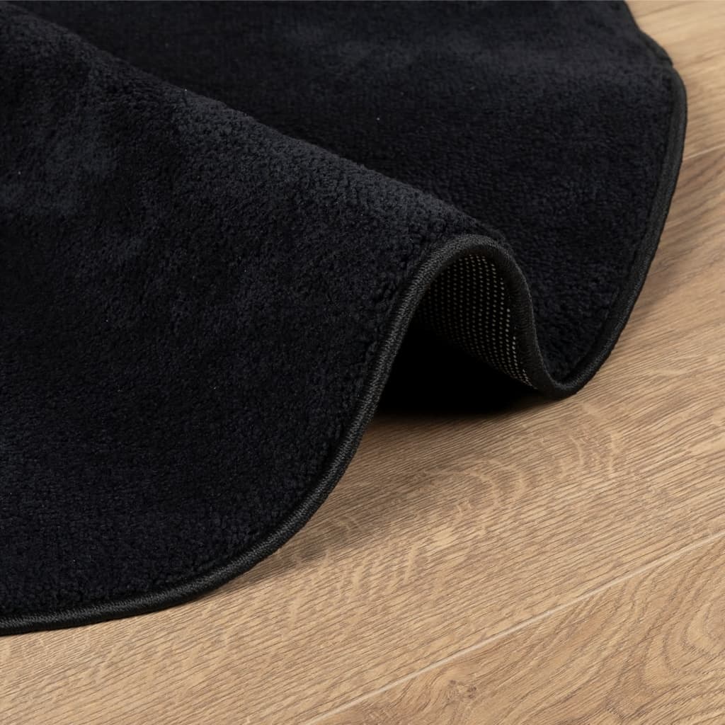 Teppe OVIEDO kort luv svart Ø 160 cm