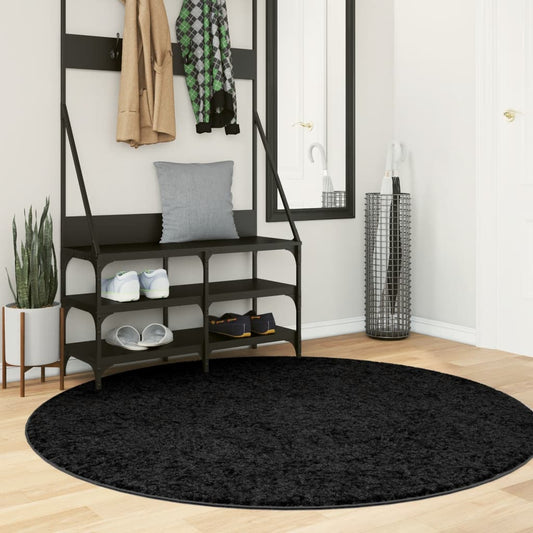 Teppe OVIEDO kort luv svart Ø 160 cm
