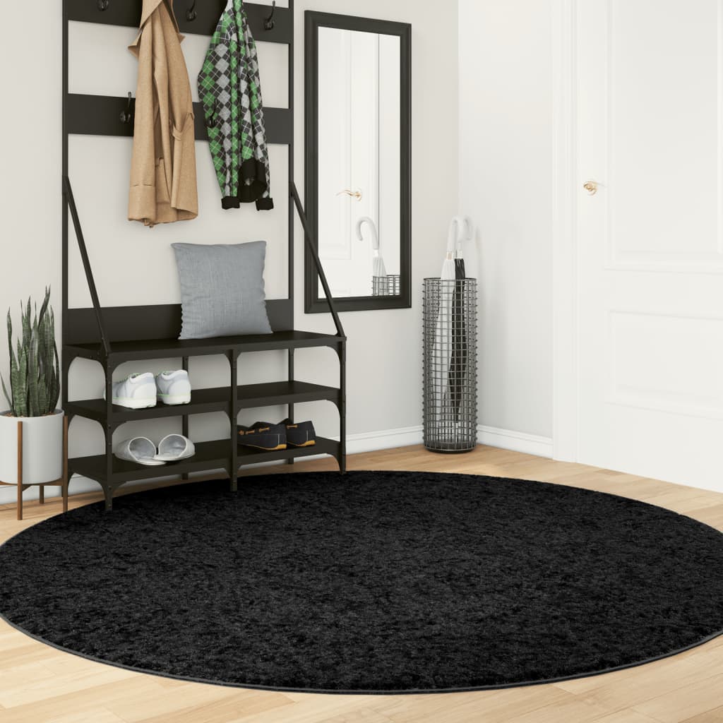 Teppe OVIEDO kort luv svart Ø 200 cm