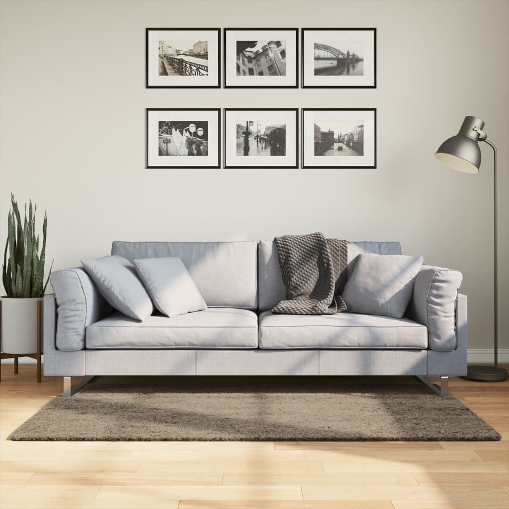 Teppe ISTAN med lang luv skinnende utseende grå 80x150 cm