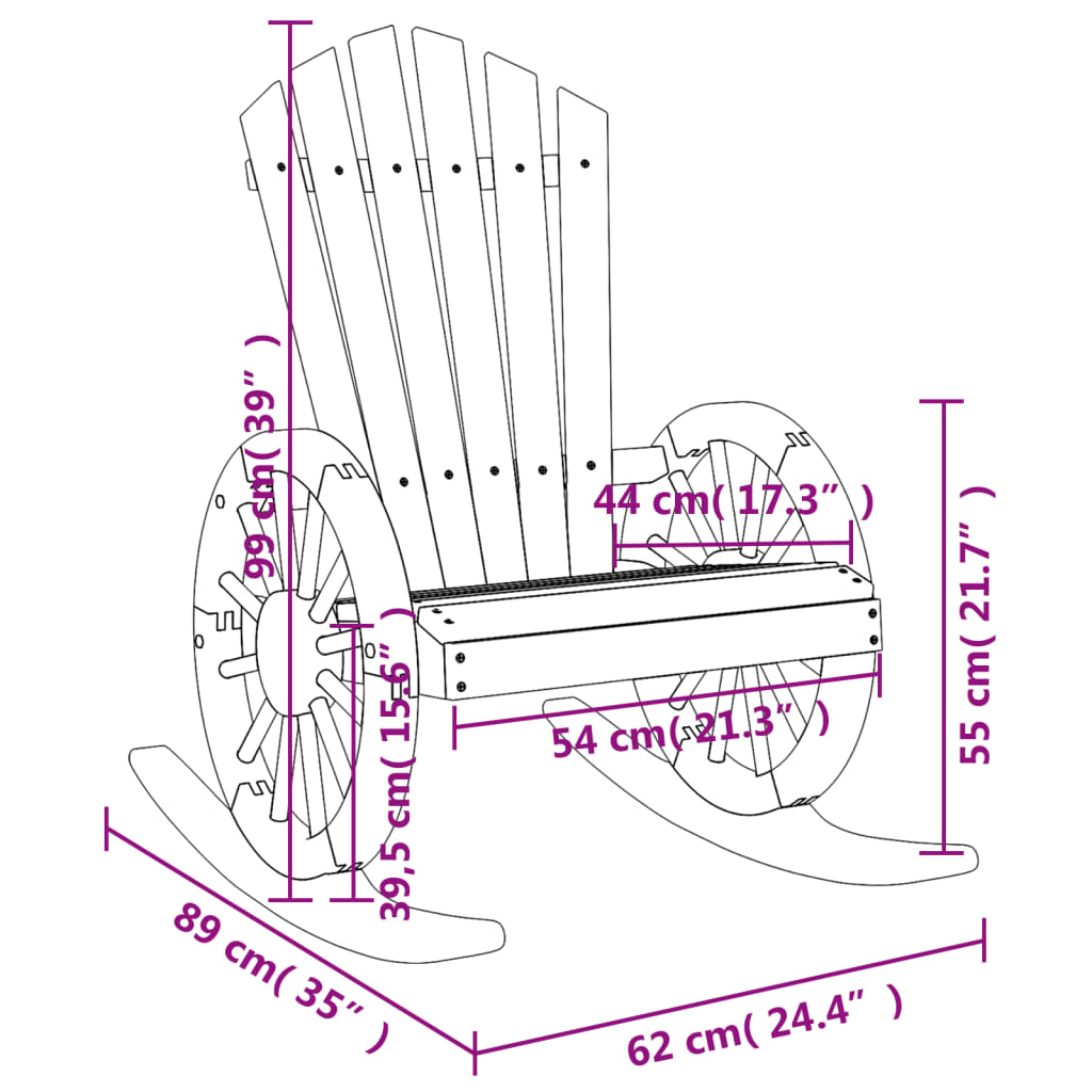 Adirondack gyngestoler 2 stk heltre gran