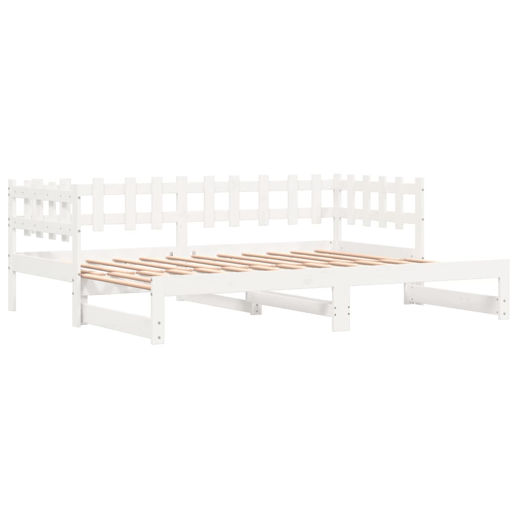 Uttrekkbar dagseng hvit 2x(90x200) cm heltre furu