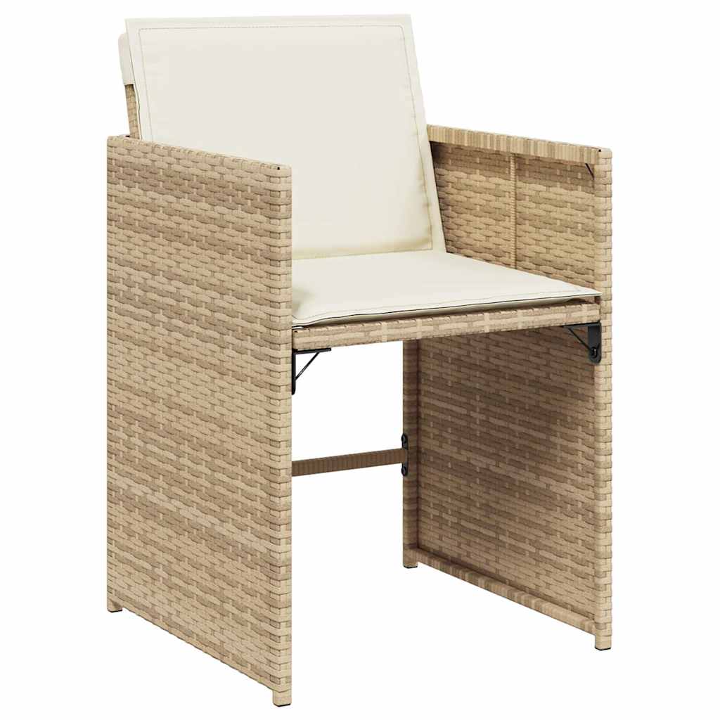 Hagestoler med puter 4 stk beige polyrotting