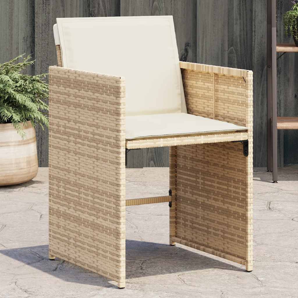 Hagestoler med puter 4 stk beige polyrotting