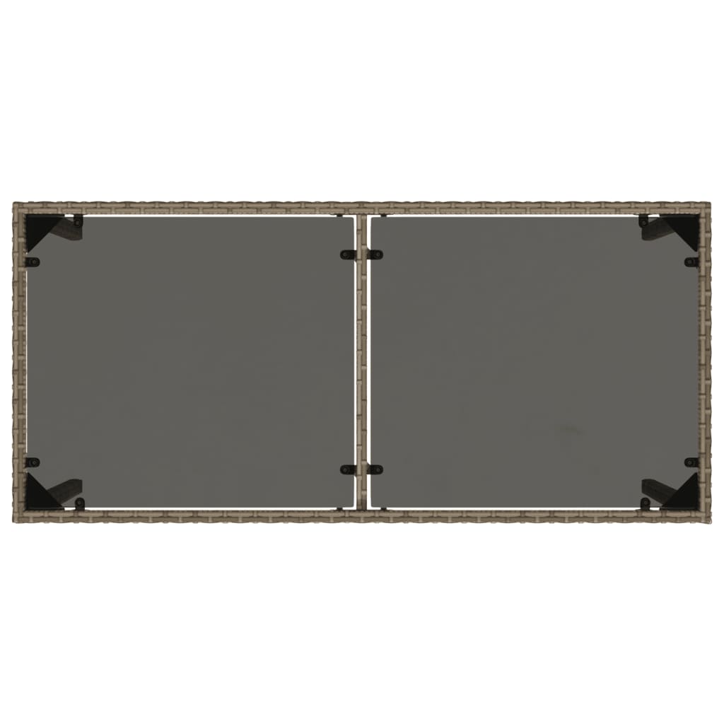 Hagebord med glassplate grå 115x54x74 cm polyrotting