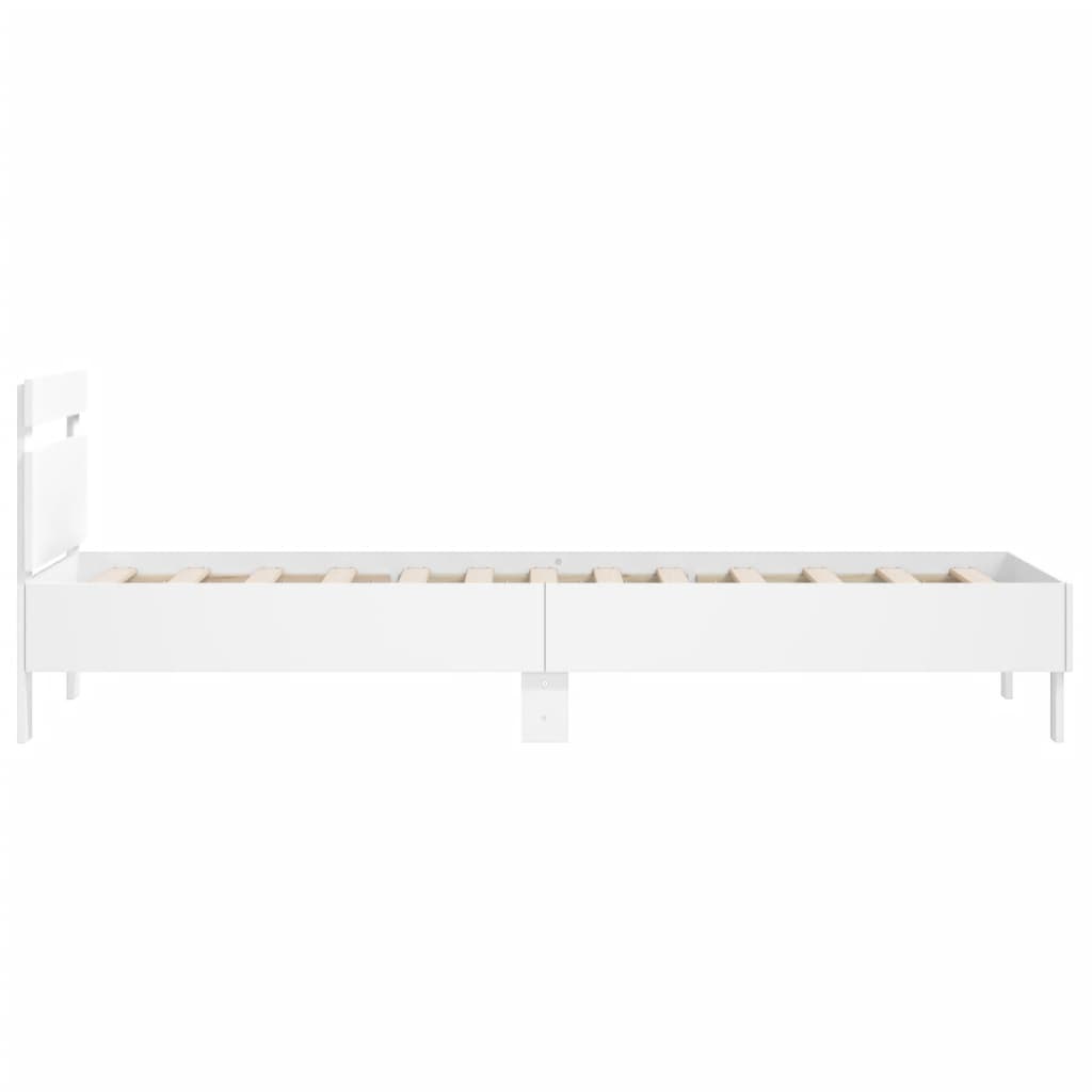 Sengeramme med hodegavl hvit 100x200 cm konstruert tre