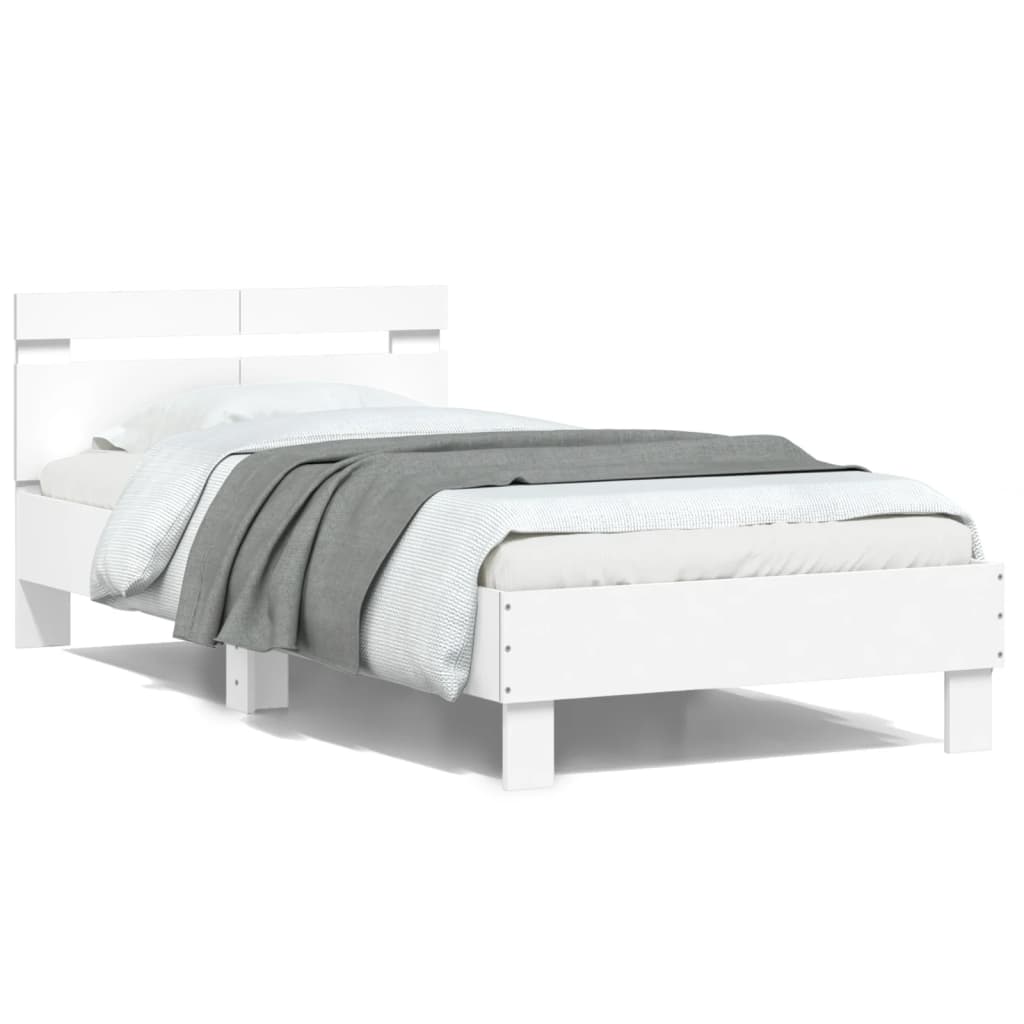 Sengeramme med hodegavl hvit 100x200 cm konstruert tre