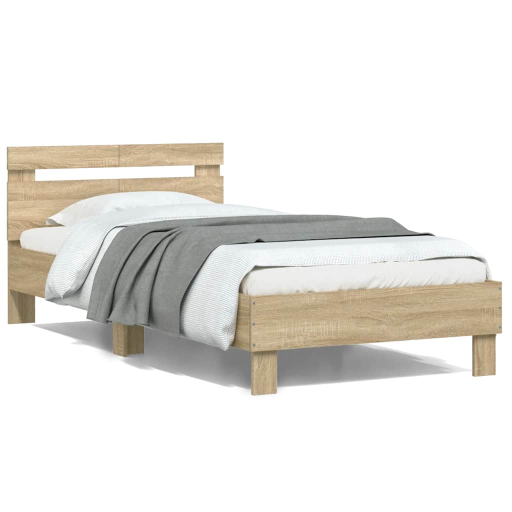 Sengeramme uten madrass med hodegavl sonoma eik 100x200 cm