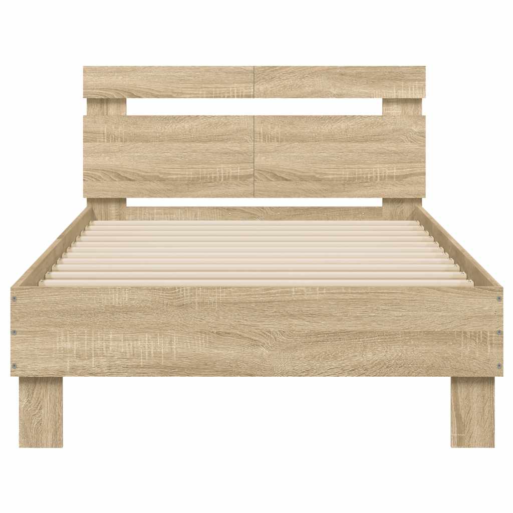 Sengeramme uten madrass med hodegavl sonoma eik 100x200 cm