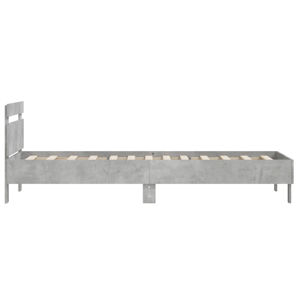Sengeramme med hodegavl betonggrå 100x200 cm konstruert tre