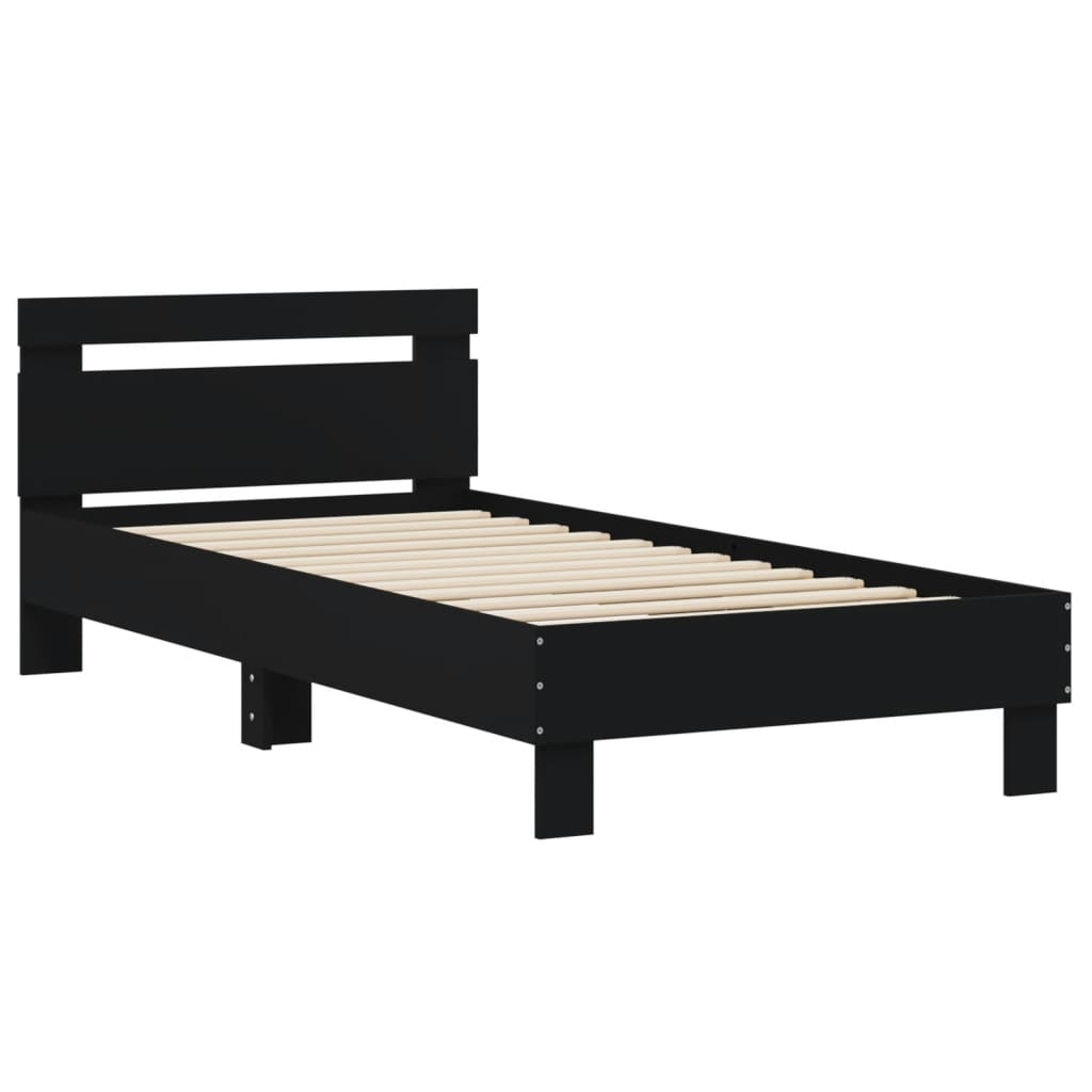 Sengeramme med hodegavl svart 90x200 cm konstruert tre