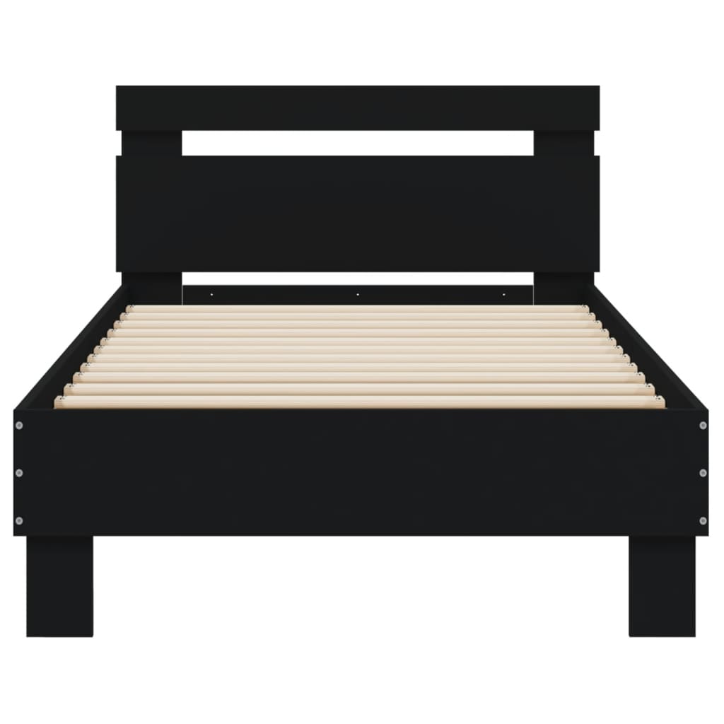 Sengeramme med hodegavl svart 90x200 cm konstruert tre