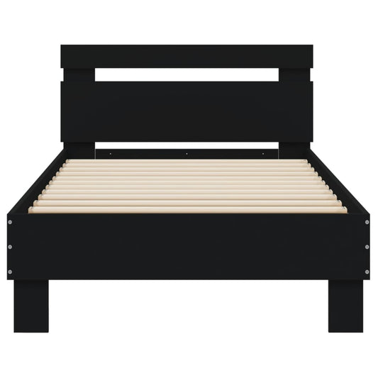 Sengeramme med hodegavl svart 90x200 cm konstruert tre