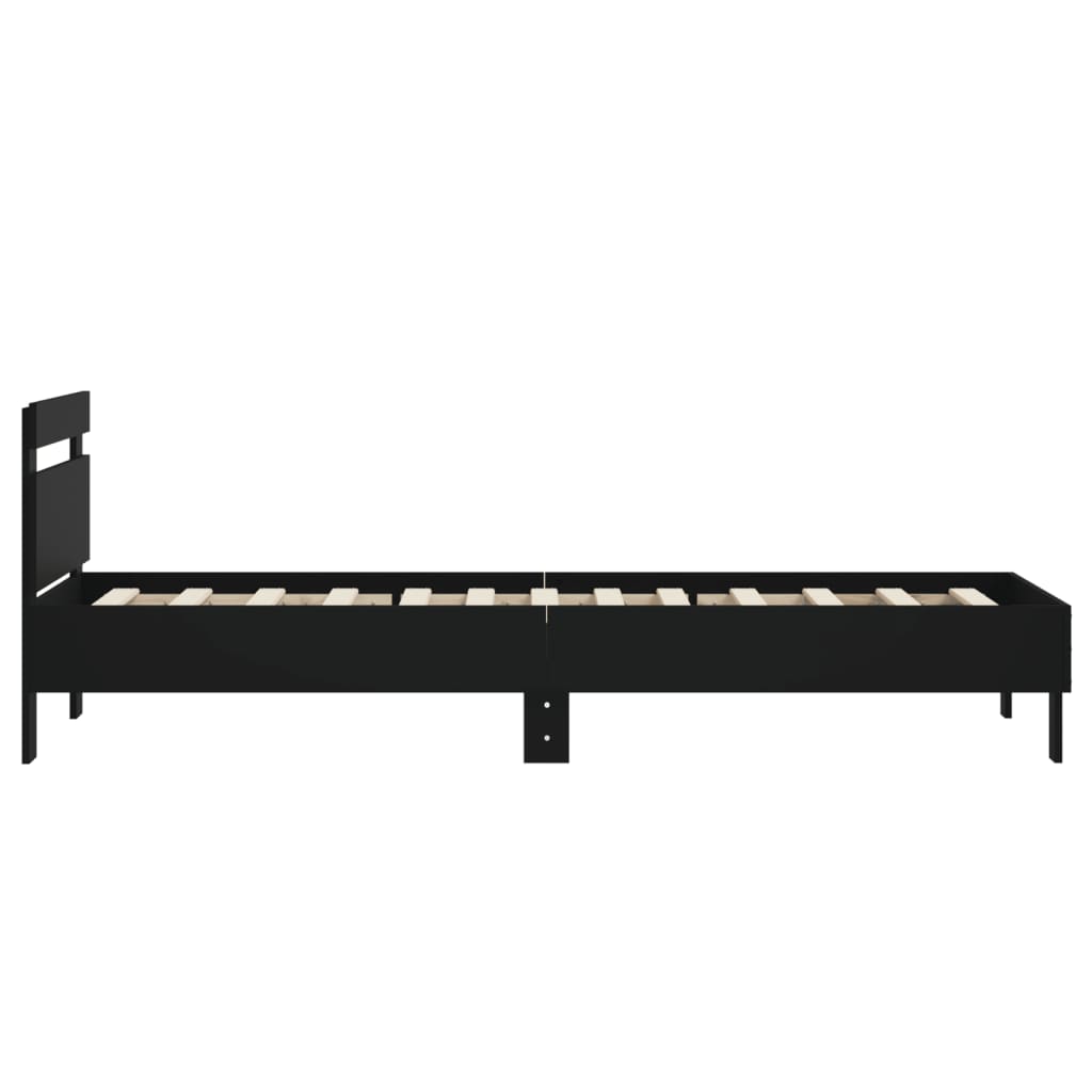 Sengeramme med hodegavl svart 90x200 cm konstruert tre