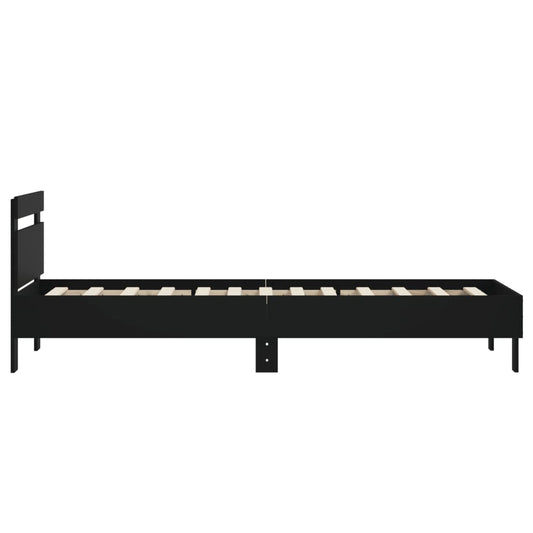 Sengeramme med hodegavl svart 90x200 cm konstruert tre