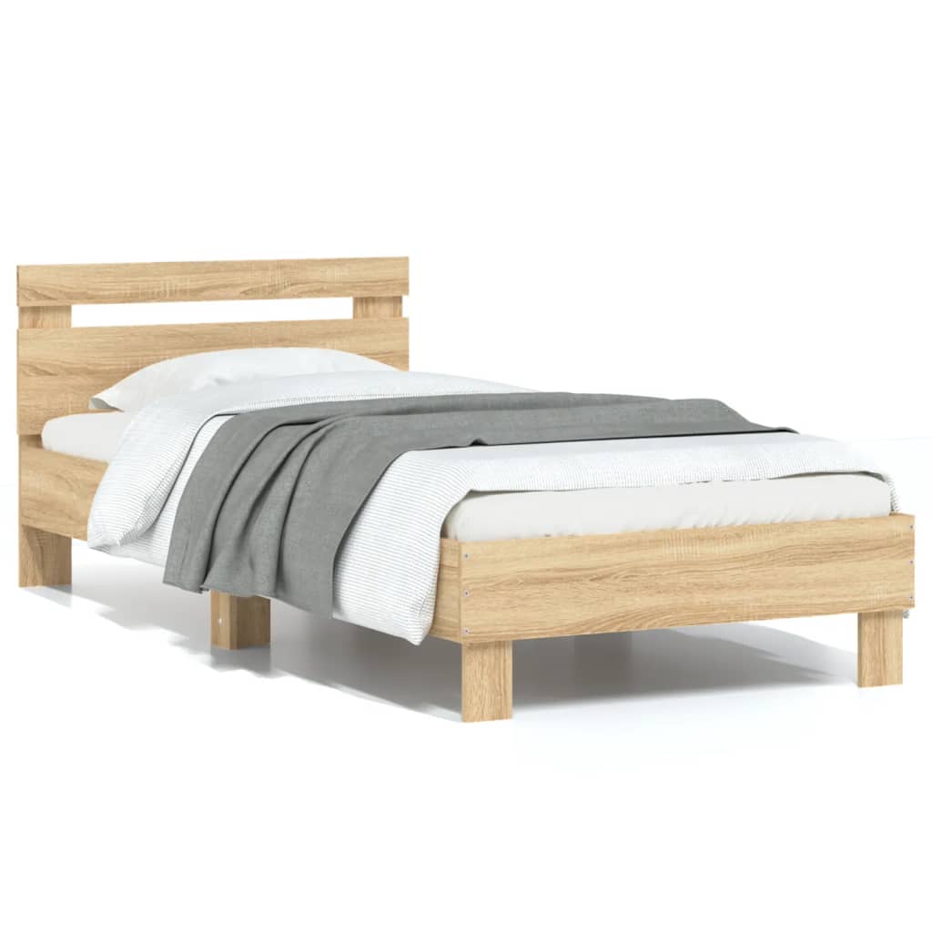 Sengeramme uten madrass med hodegavl sonoma eik 90x200 cm