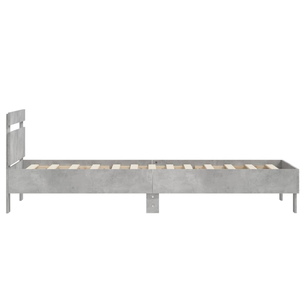 Sengeramme med hodegavl betonggrå 90x200 cm konstruert tre