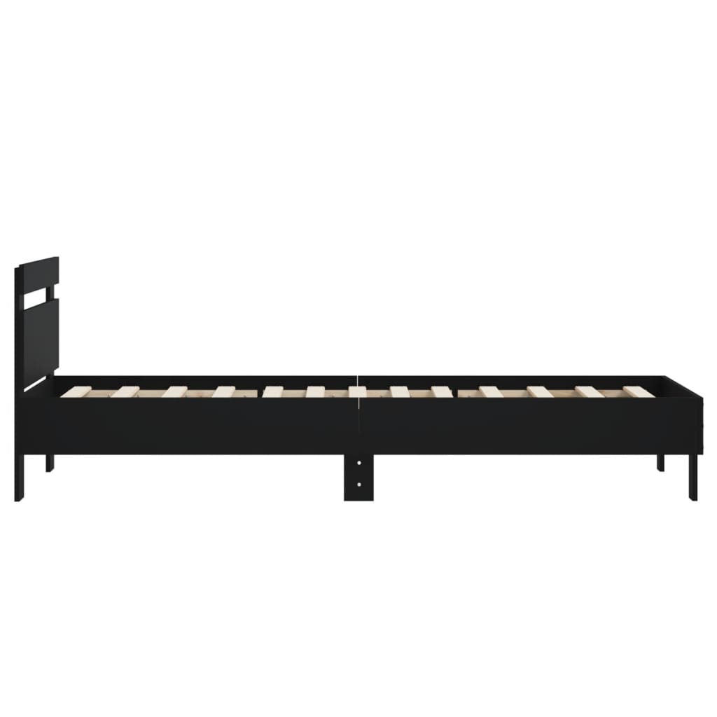 Sengeramme med hodegavl svart 75x190 cm konstruert tre