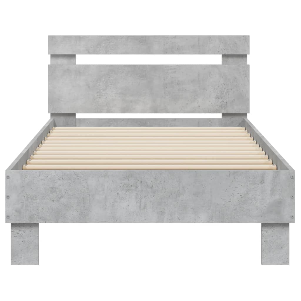 Sengeramme med hodegavl betonggrå 75x190 cm konstruert tre