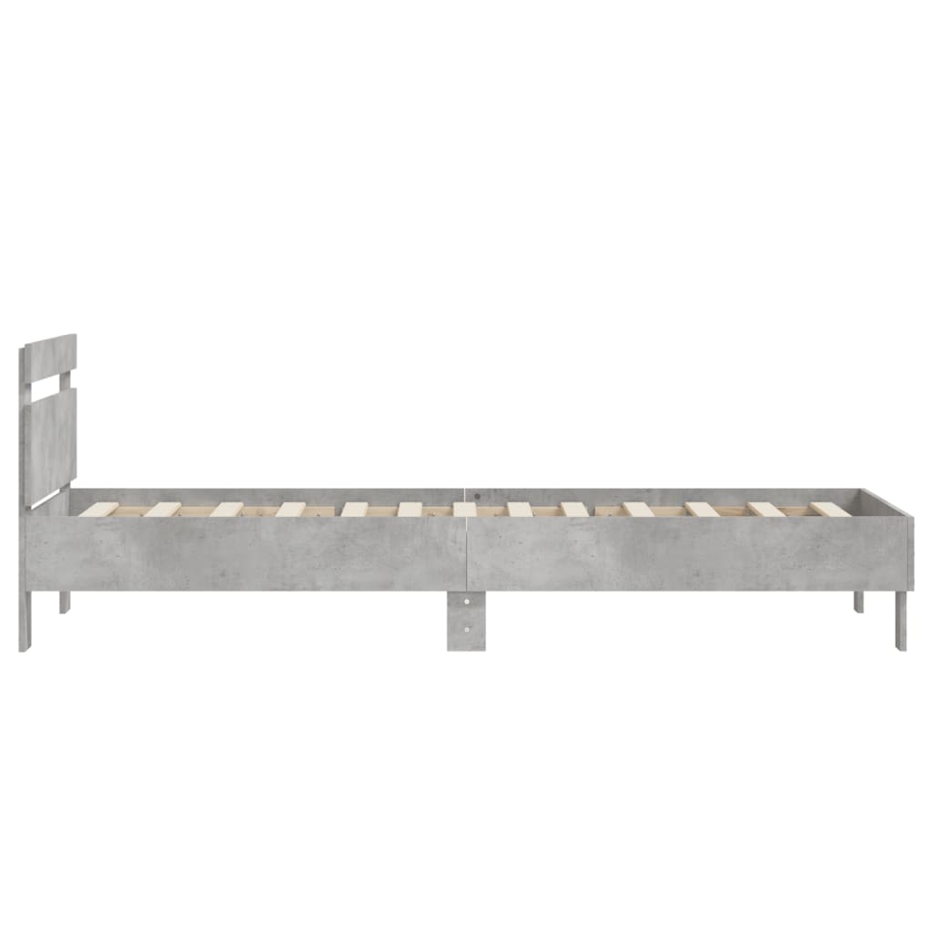 Sengeramme med hodegavl betonggrå 75x190 cm konstruert tre