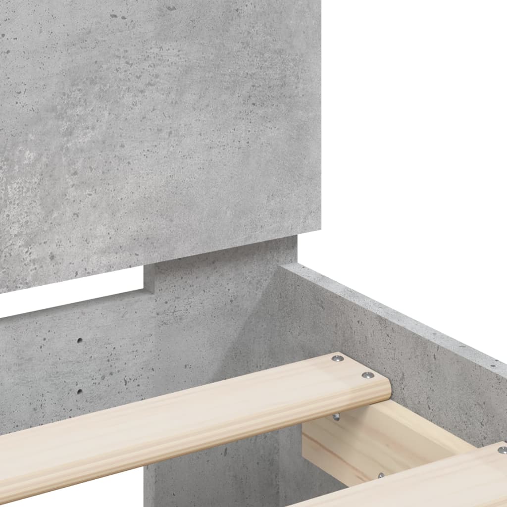 Sengeramme med hodegavl betonggrå 75x190 cm konstruert tre