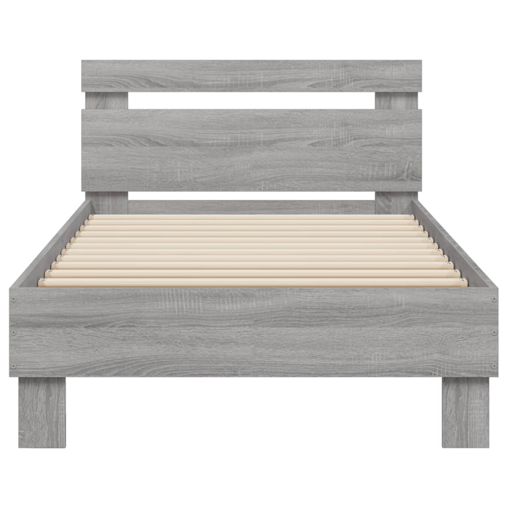 Sengeramme med hodegavl grå sonoma 75x190 cm konstruert tre