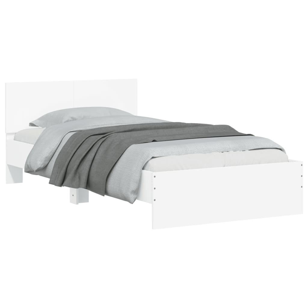 Sengeramme med hodegavl hvit 100x200 cm konstruert tre