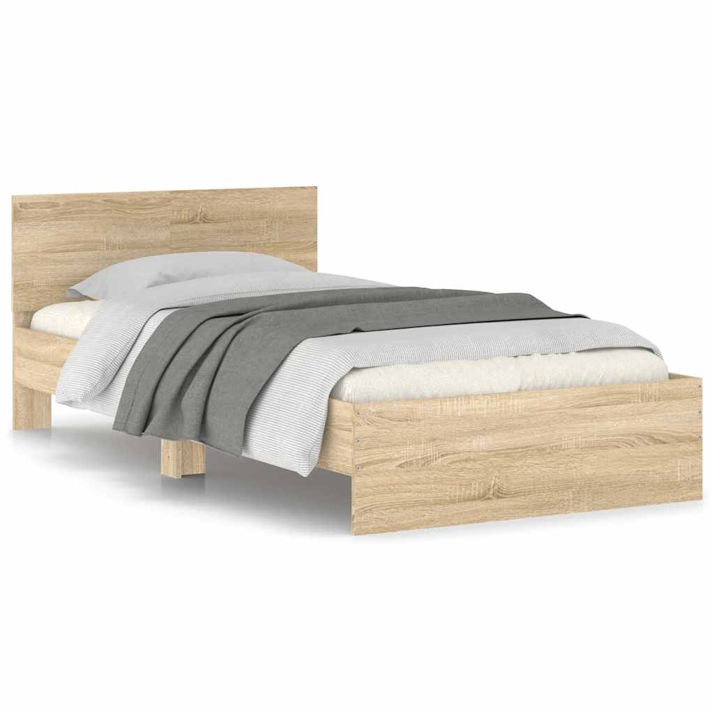 Sengeramme uten madrass med hodegavl sonoma eik 100x200 cm
