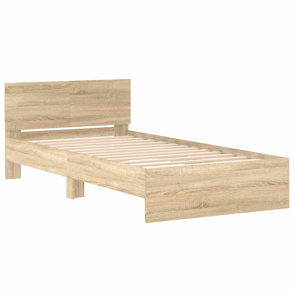 Sengeramme uten madrass med hodegavl sonoma eik 100x200 cm