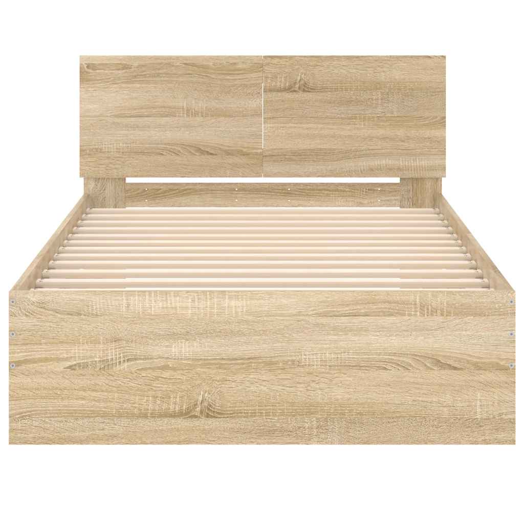 Sengeramme uten madrass med hodegavl sonoma eik 100x200 cm