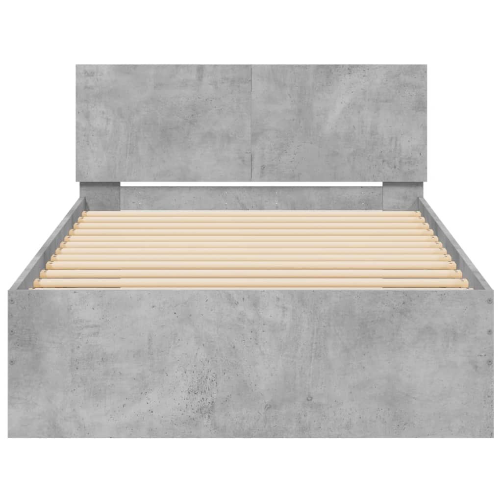 Sengeramme med hodegavl betonggrå 100x200 cm konstruert tre