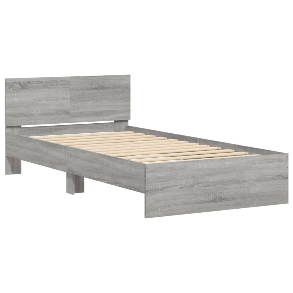 Sengeramme med hodegavl grå sonoma 100x200 cm konstruert tre
