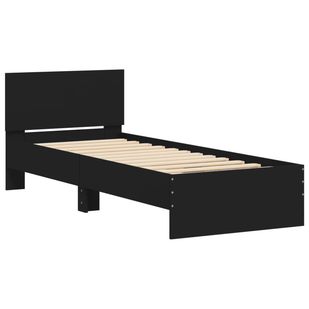 Sengeramme med hodegavl svart 90x200 cm konstruert tre