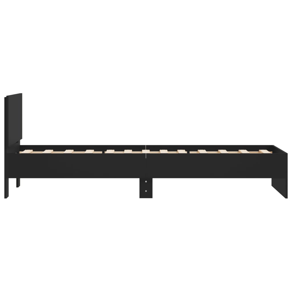 Sengeramme med hodegavl svart 90x200 cm konstruert tre