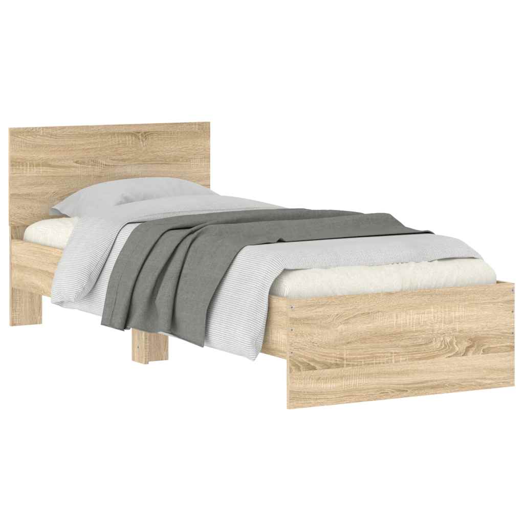 Sengeramme uten madrass med hodegavl sonoma eik 90x200 cm
