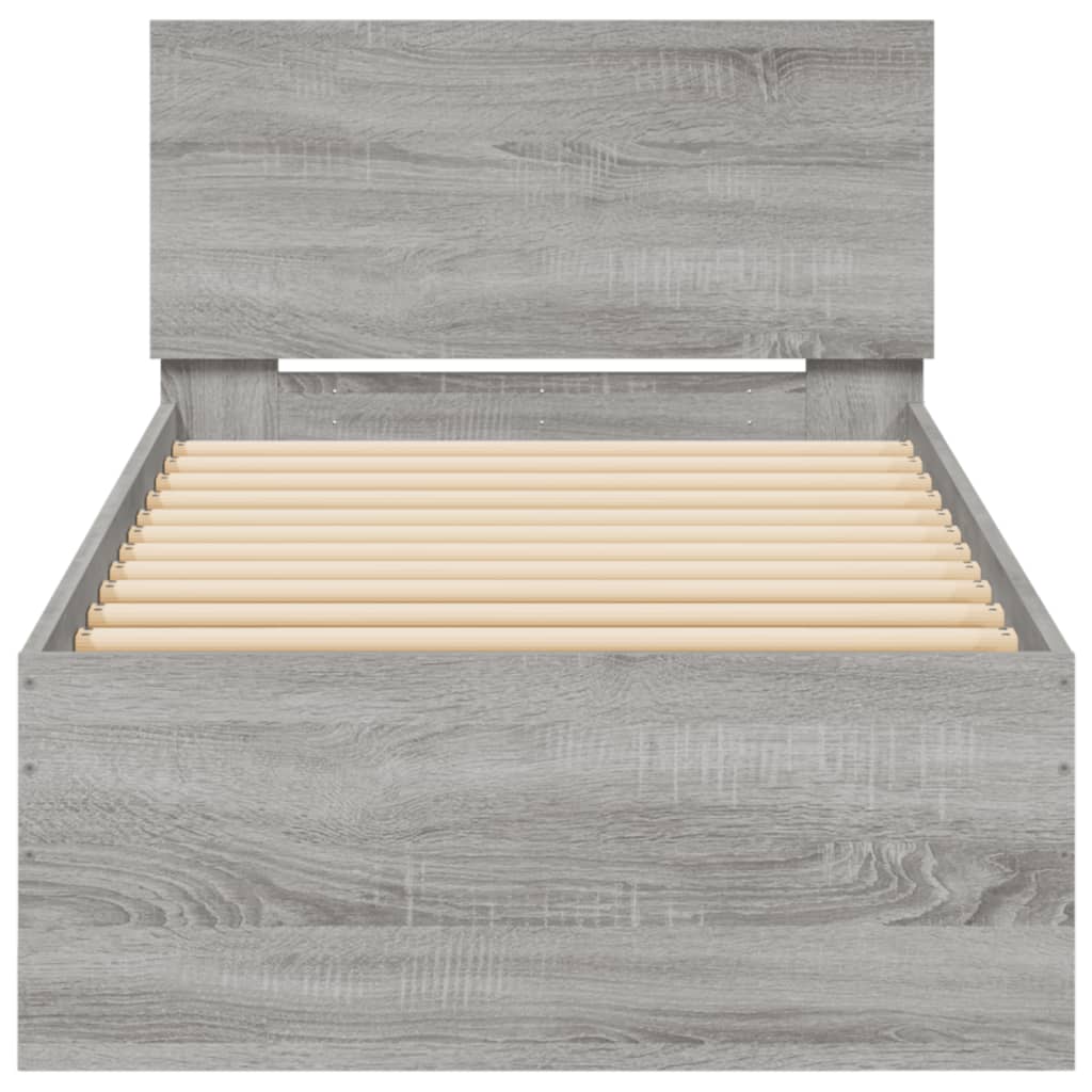 Sengeramme med hodegavl grå sonoma 90x200 cm konstruert tre