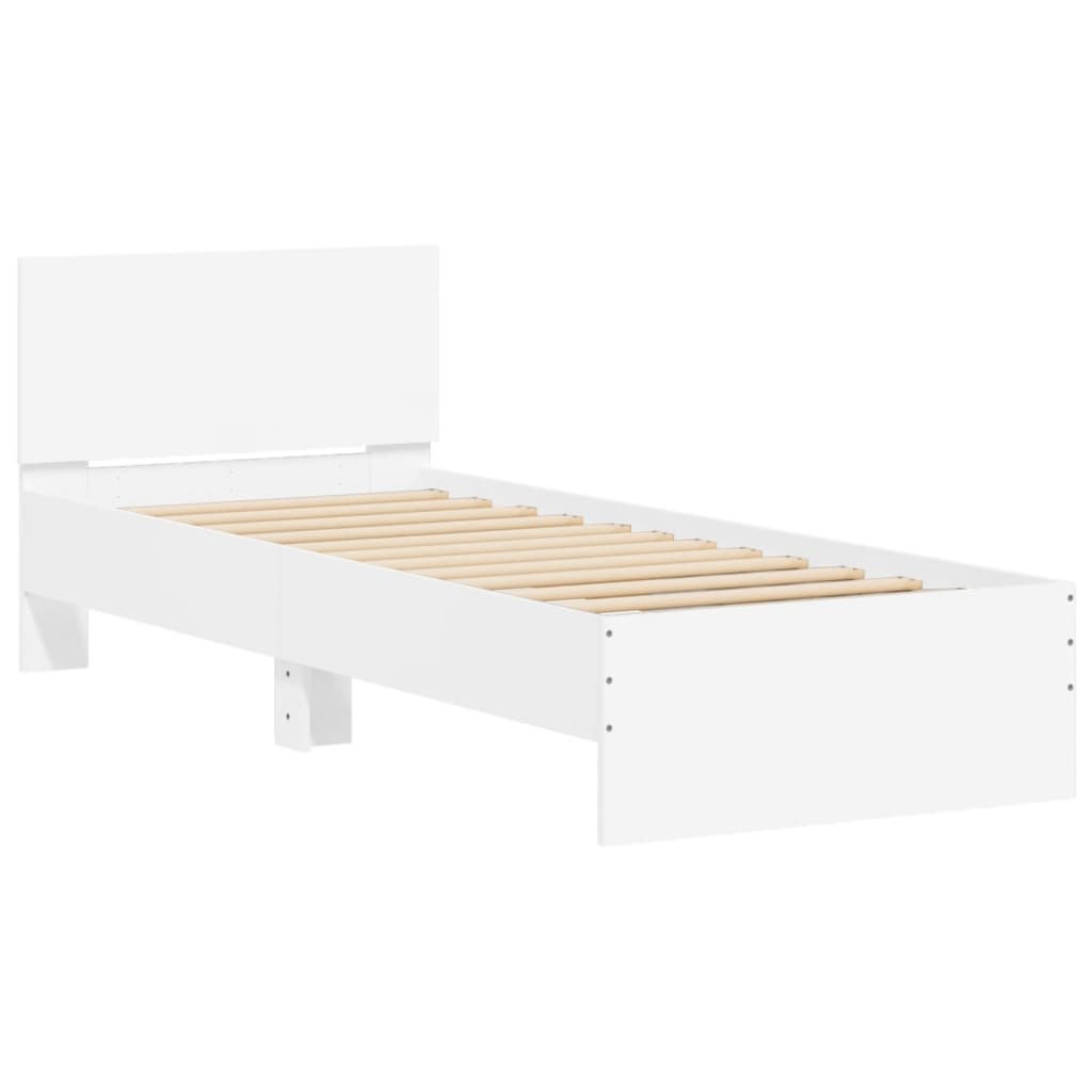 Sengeramme med hodegavl hvit 90x190 cm konstruert tre