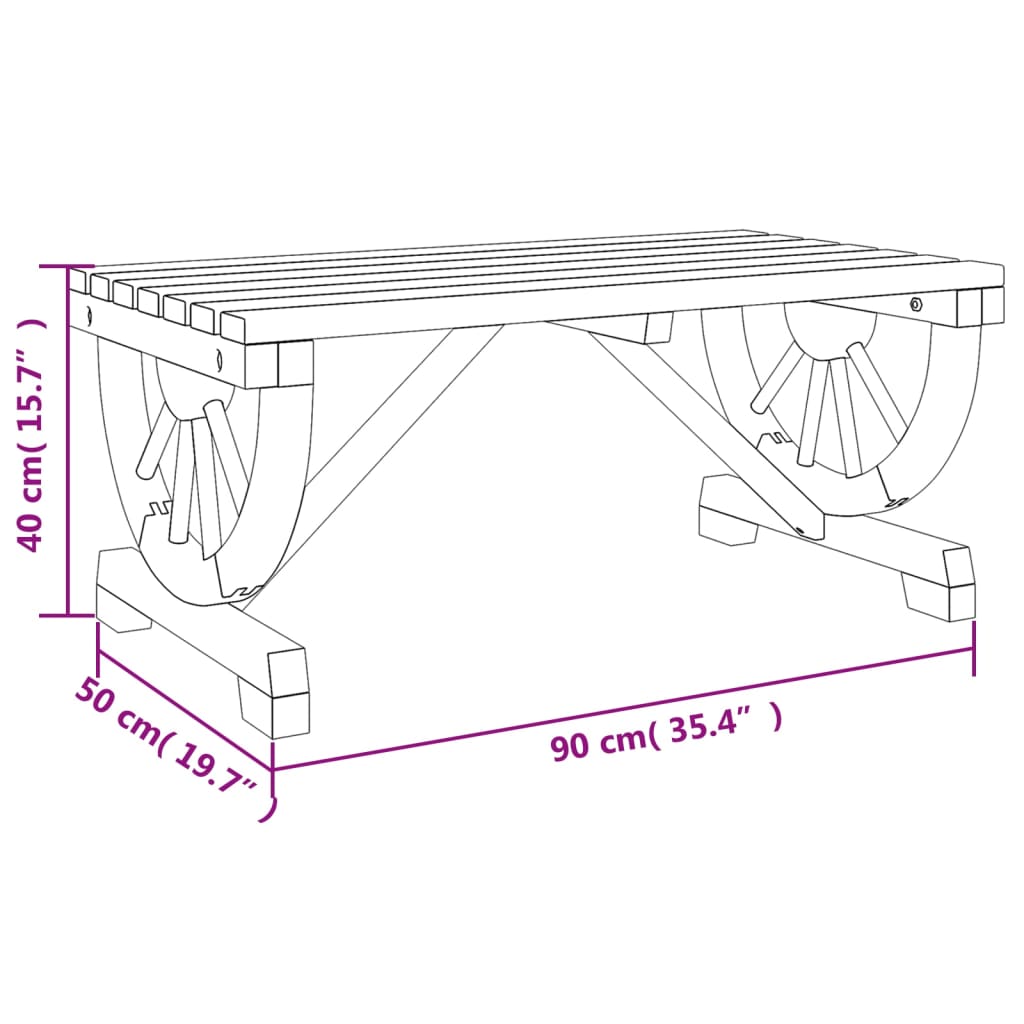 Salongbord for hage 90x50x40 cm heltre gran
