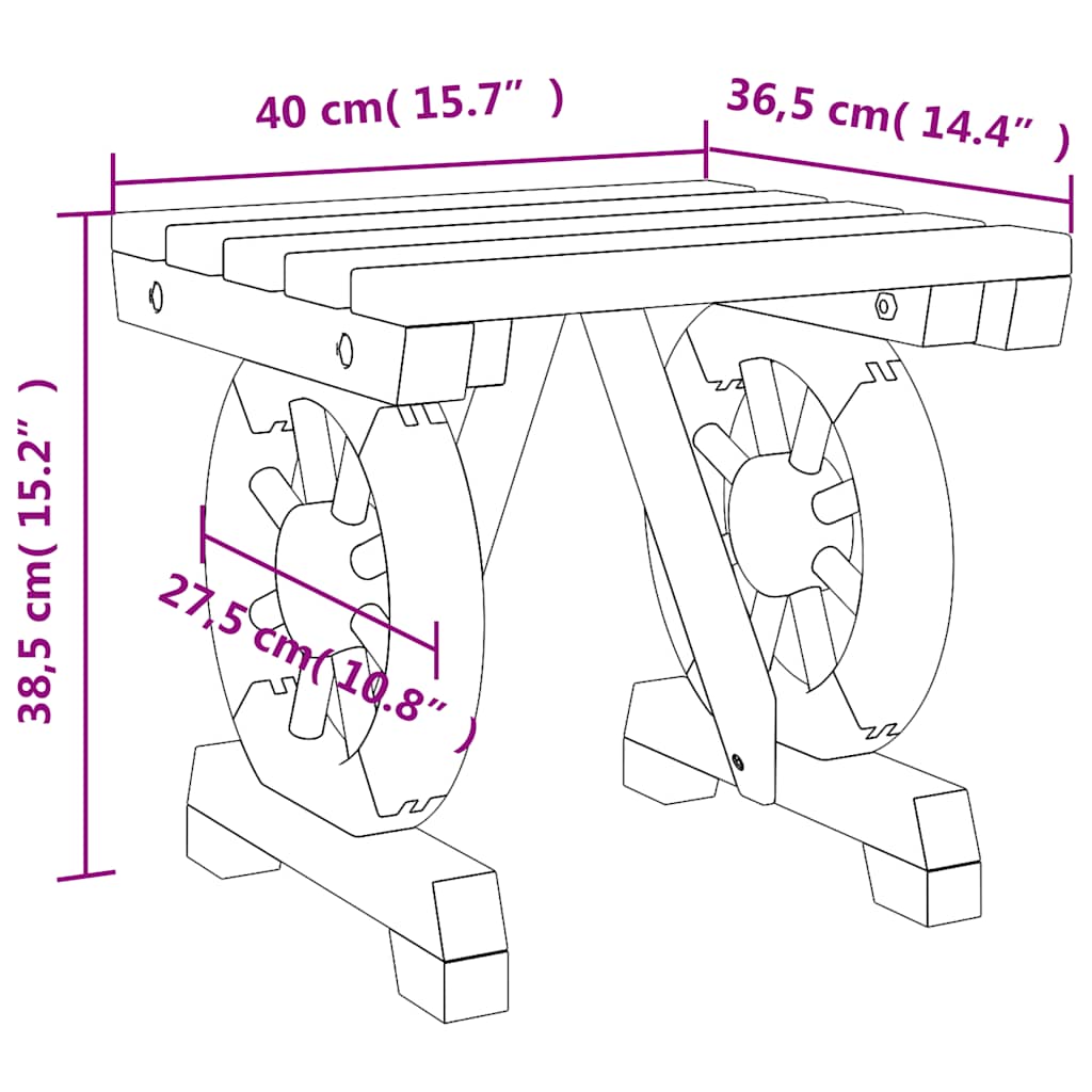 Hagefotskammel 40x36,5x38,5 cm heltre gran