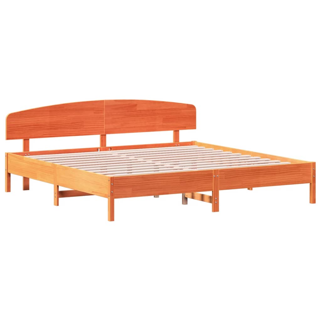 Sengeramme uten madrass voksbrun 200x200 cm heltre furu