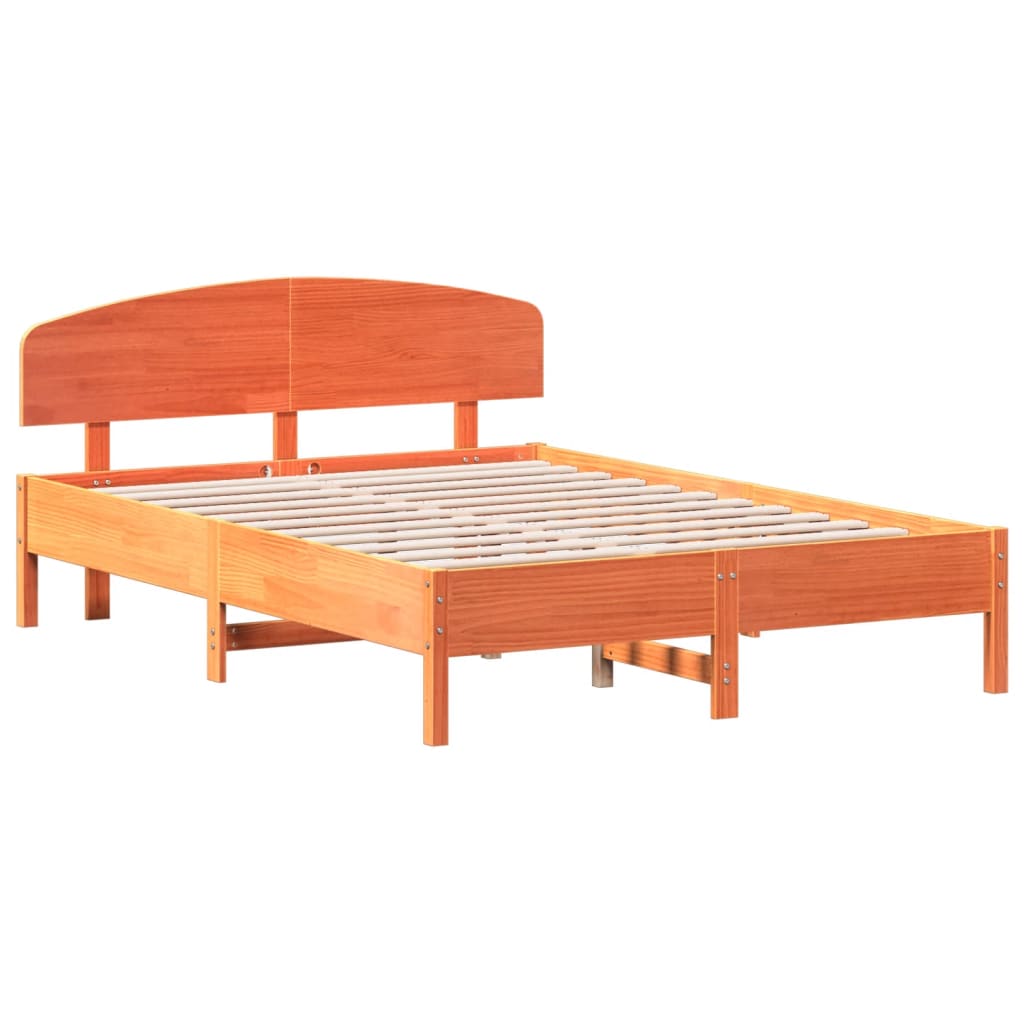 Sengeramme uten madrass voksbrun 140x200 cm heltre furu