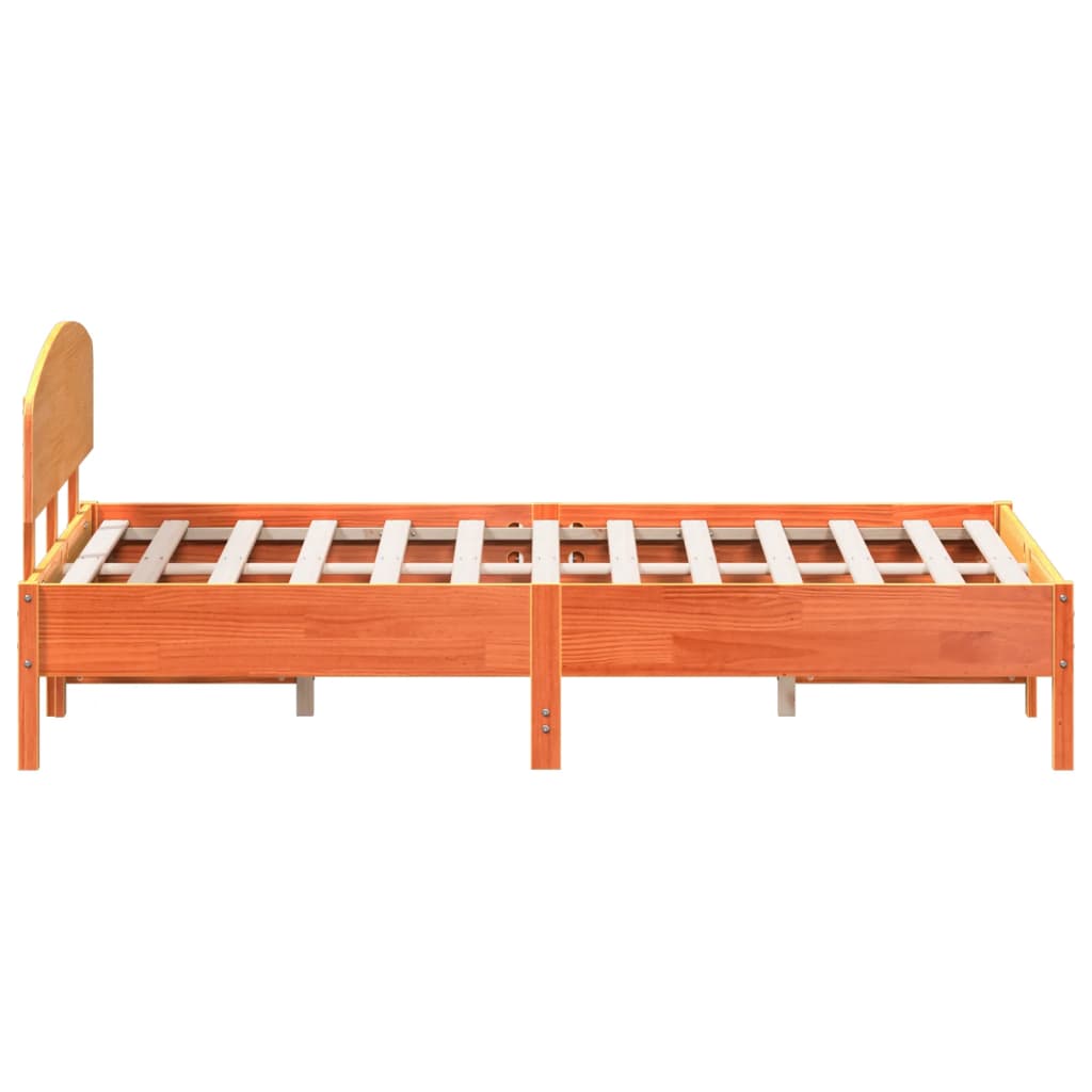 Sengeramme uten madrass voksbrun 140x200 cm heltre furu