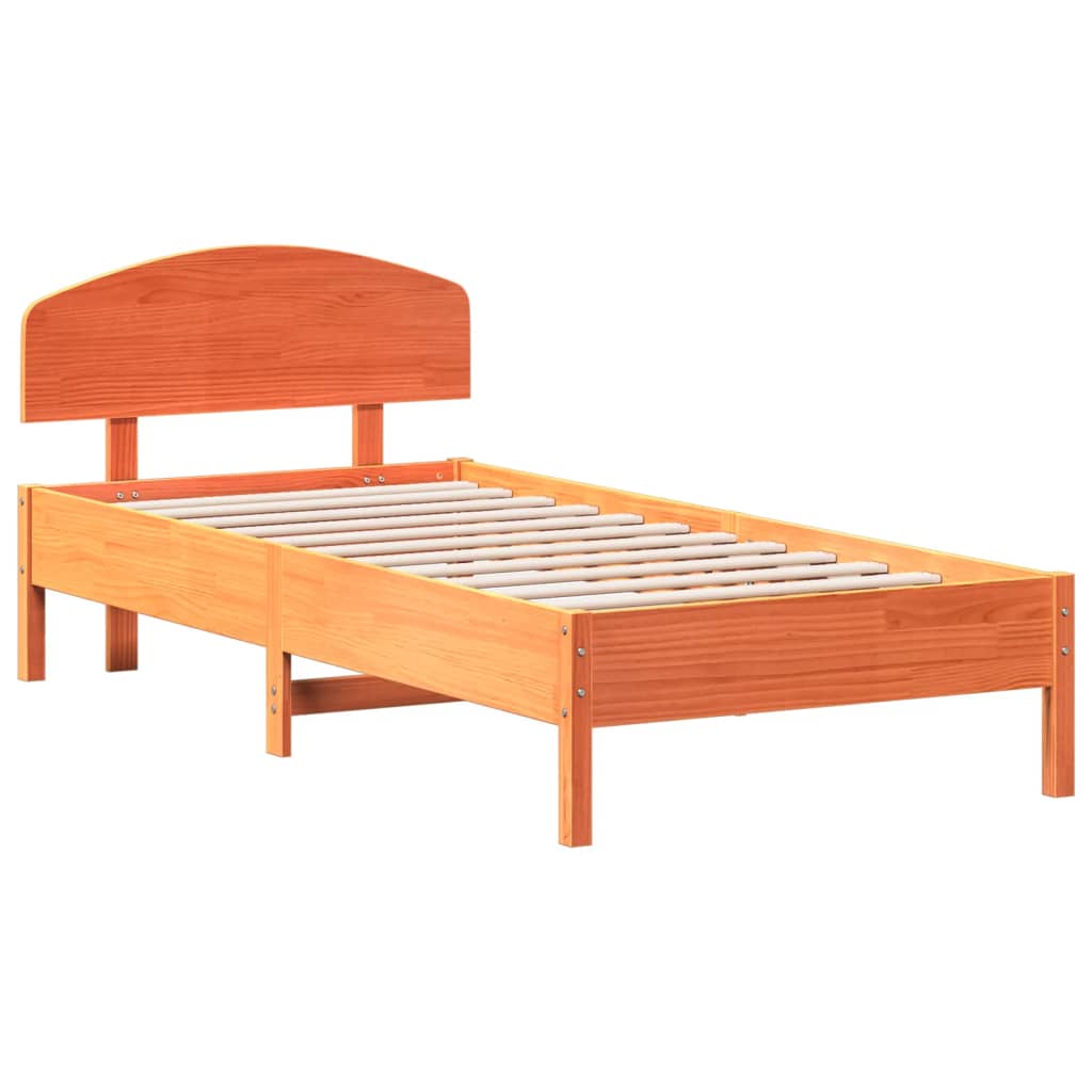 Sengeramme uten madrass voksbrun 100x200 cm heltre furu