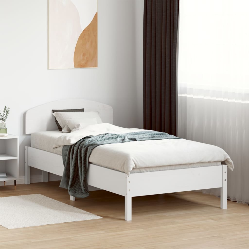 Sengeramme uten madrass hvit 75x190 cm heltre furu