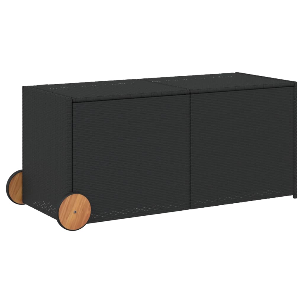 Putekasse med hjul svart 283L cm polyrotting