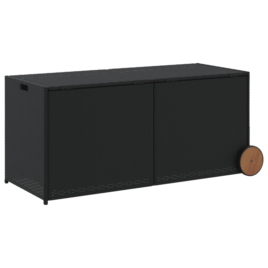 Putekasse med hjul svart 283L cm polyrotting
